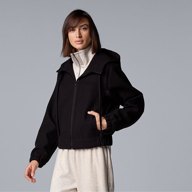 Petite Simply Vera Vera Wang Short Zip Front Hooded Jacket