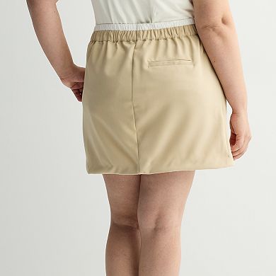 Juniors' Plus Size SO® Boxer Waist Pleat Front Skirt