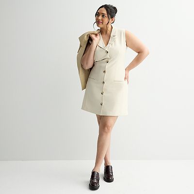 Juniors' Plus Size SO Sleeveless Button Front Blazer Dress