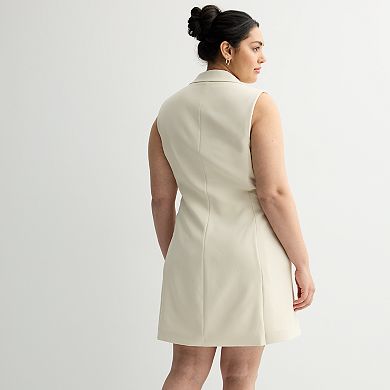 Juniors' Plus Size SO® Sleeveless Button Front Blazer Dress