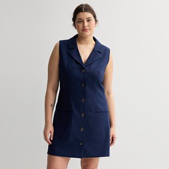 Juniors' Plus Size SO® Sleeveless Button Front Blazer Dress