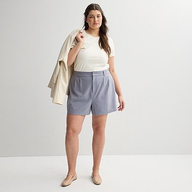 Juniors' Plus Size SO® High Rise Pleated Trouser Shorts