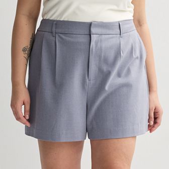 Juniors' Plus Size SO® High Rise Pleated Trouser Shorts