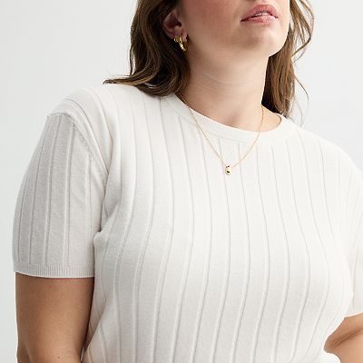 Juniors Plus SO® Short Sleeve Ribbed Sweater T-Shirt