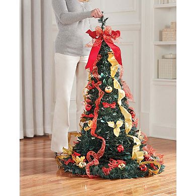 BrylaneHome Fully Decorated Pre-Lit 6Ft Pop-Up Christmas Tree