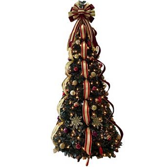BrylaneHome Fully Decorated Pre-Lit 6Ft Pop-Up Christmas Tree
