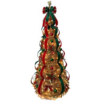 BrylaneHome Fully Decorated Pre-Lit 6’ Pop-Up Christmas Tree