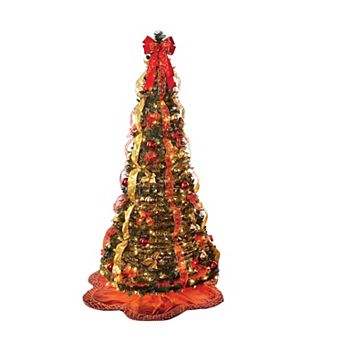 BrylaneHome Fully Decorated Pre-Lit 6Ft Pop-Up Christmas Tree