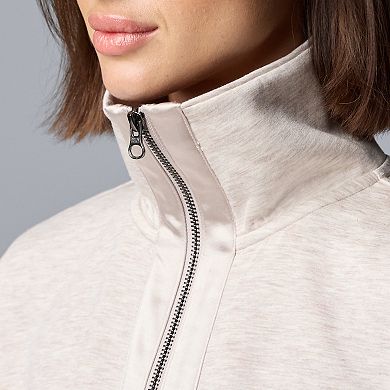 Women's Simply Vera Vera Wang Satin Trim Scuba Half-Zip Pullover