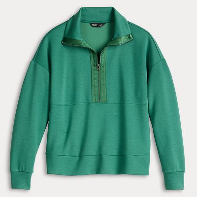 Women's Simply Vera Vera Wang Satin Trim Scuba Half-Zip Pullover Women's Simply Vera Vera Wang Satin Trim Scuba Half-Zip Pullover