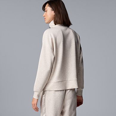 Women's Simply Vera Vera Wang Satin Trim Scuba Half-Zip Pullover
