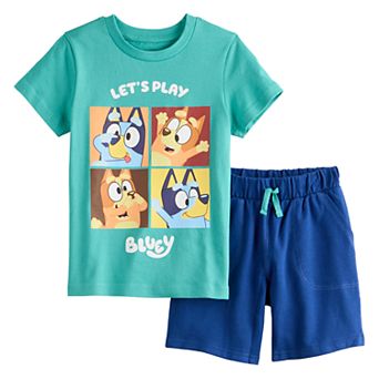 Boys 4-8 Bluey & Bingo Let's Play Short Sleeve Tee & Shorts Set
