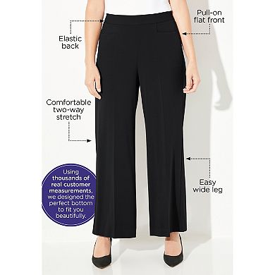 Catherines Women's Plus Size Petite Refined Wide Leg Pant