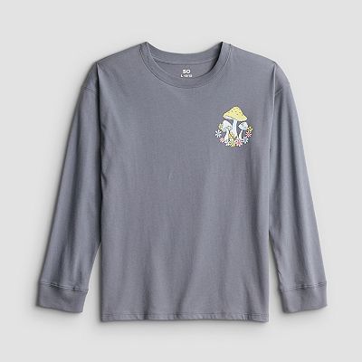 Girls 6-20 SO® Long Sleeve Oversized Graphic Tee in Regular & Plus