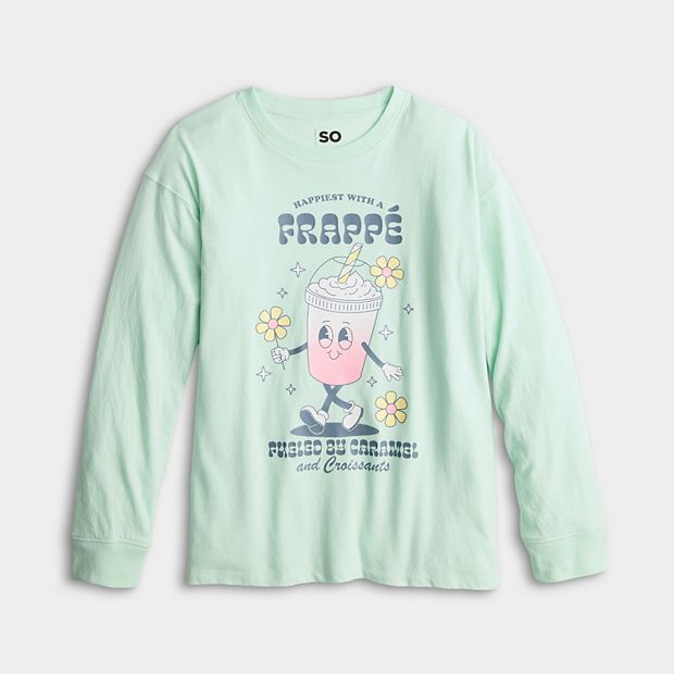 Girls 6-20 SO® Long Sleeve Oversized Graphic Tee in Regular & Plus