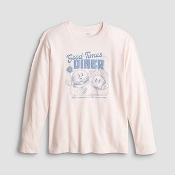 Girls 6-20 SO® Long Sleeve Oversized Graphic Tee in Regular & Plus Size