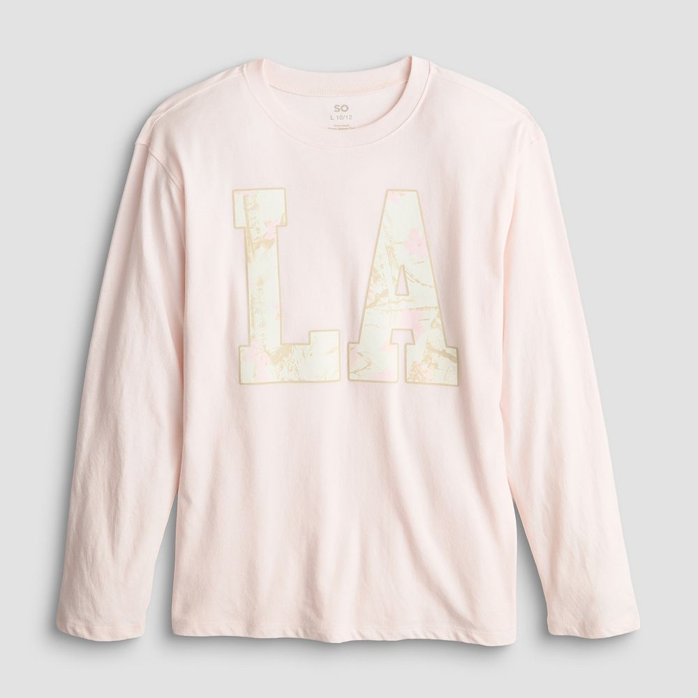 Girls 6-20 SO® Long Sleeve Oversized Graphic Tee in Regular & Plus