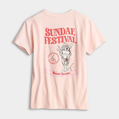 Girls 7-20 SO® Short Sleeve Oversized Graphic Tee in Regular & Plus Size