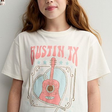 Girls 7-20 SO® Short Sleeve Oversized Graphic Tee in Regular & Plus Size