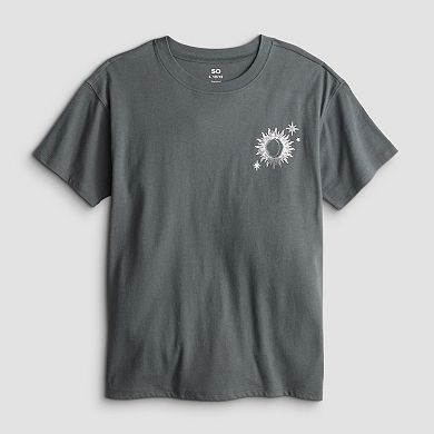 Girls 7-20 SO® Short Sleeve Oversized Graphic Tee in Regular & Plus Size
