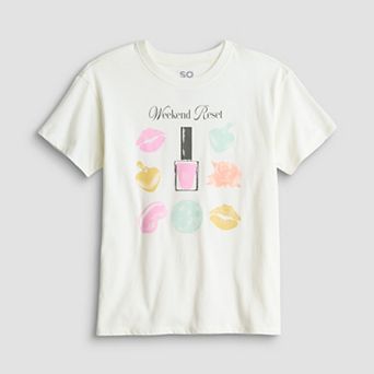Girls 7-20 SO® Short Sleeve Oversized Graphic Tee in Regular & Plus Size