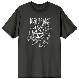 Men's Halloween Psyche Hex Pentagram Skull Graphic Tee