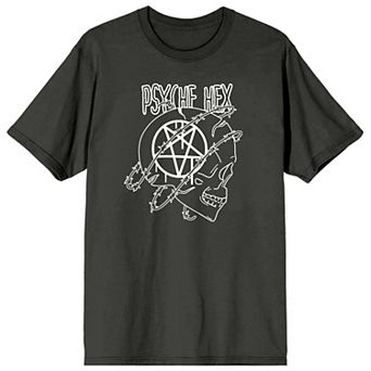 Men's Halloween Psyche Hex Pentagram Skull Graphic Tee