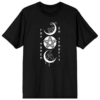 Men's Halloween Moon & Pentagram "Let There Be Samhain" Runes Graphic Tee