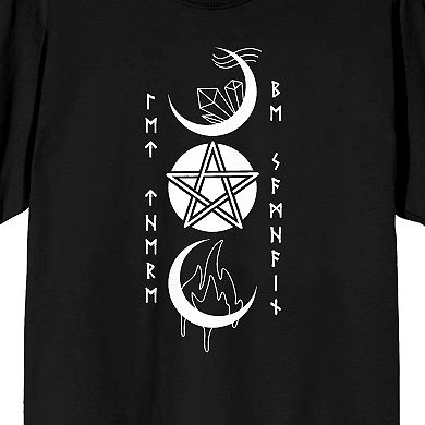Men's Halloween Moon & Pentagram "Let There Be Samhain" Runes Graphic Tee