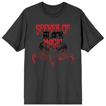 Men's Halloween "Seeker of Black Magic" Gradient Goat Skull Graphic Tee