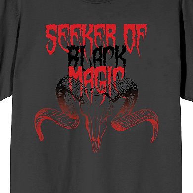 Men's Halloween "Seeker of Black Magic" Gradient Goat Skull Graphic Tee