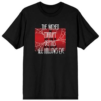 Men's Halloween Spiderwebs Wicked & Corrupt Graphic Tee