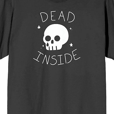Men's Halloween Cartoon Skull " Dead Inside" Graphic Tee