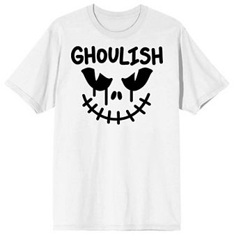 Men's Halloween "Ghoulish" Skeleton Face Graphic Tee