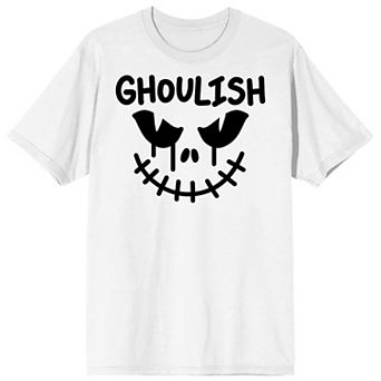 Men's Halloween "Ghoulish" Skeleton Face Graphic Tee