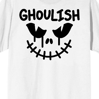 Men's Halloween "Ghoulish" Skeleton Face Graphic Tee