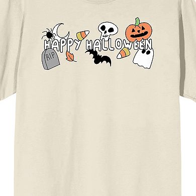 Men's Cartoon "Happy Halloween" Graphic Tee
