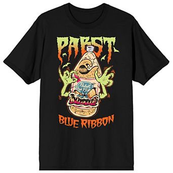 Men's Pabst Blue Ribbon Halloween Beer Bottle Monster Graphic Tee