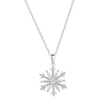 Sterling Silver 1/10 Carat T.W. Diamond Snowflake Pendant Necklace