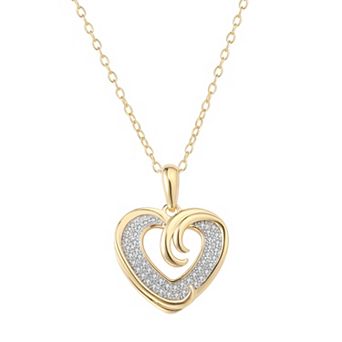 14k Gold Plated Sterling Silver 1/8 Carat T.W. Diamond Heart Pendant Necklace