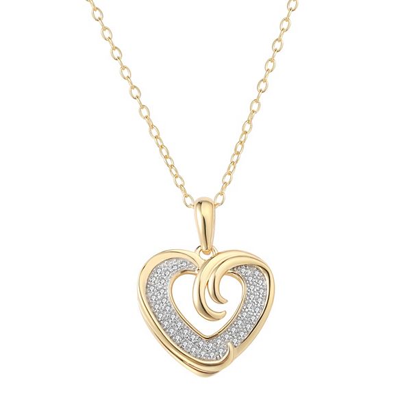 STERLING 0.51 CTW DIAMOND HEART PENDANT shops NECKLACE