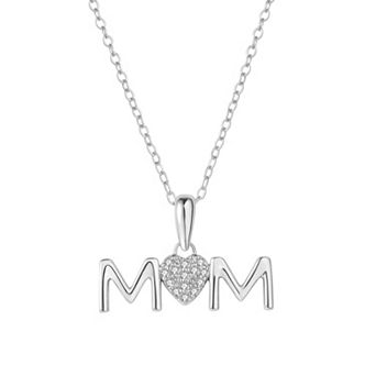 Sterling Silver 1/10 Carat T.W. Diamond Mom Pendant Necklace