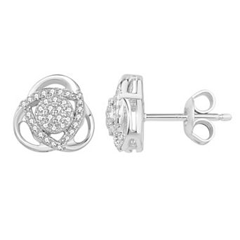 Sterling Silver 1/4 Carat T.W. Diamond Knot Stud Earrings