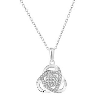 Sterling Silver 1/4 Carat T.W. Diamond Knot Pendant Necklace