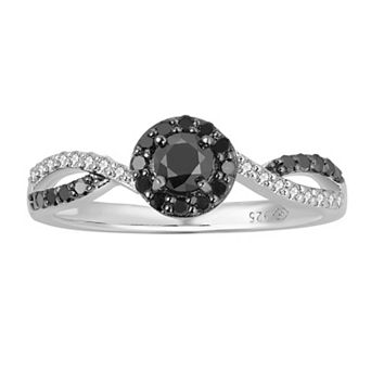 Sterling Silver 1/2 Carat T.W. Black And White Diamond Ring