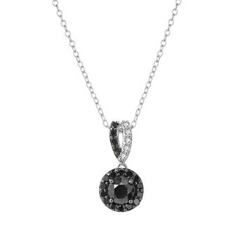 Sterling Silver 1/2 Carat T.W. Black and White Diamond Pendant Necklace