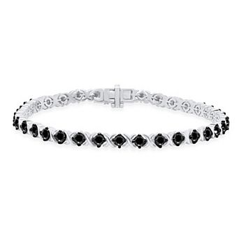 Sterling Silver 3 Carat T.W. Black Diamond X & O Bracelet