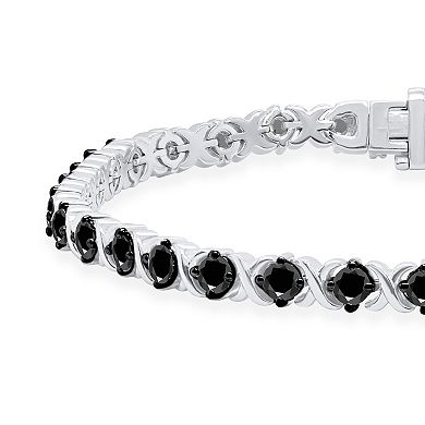 Sterling Silver 3 Carat T.W. Black Diamond X & O Bracelet
