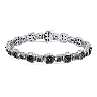 Sterling Silver 5 Carat T.W. Black Diamond Bracelet
