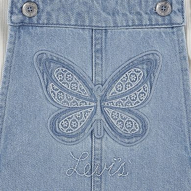 Girls 4-6x Levi's® Ruffle Top & Crochet Butterfly Denim Shortall 2-Piece Set